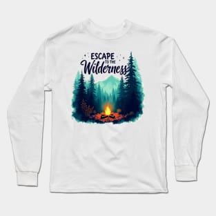 Escape to the Wilderness – Campfire Mountain Adventure Long Sleeve T-Shirt